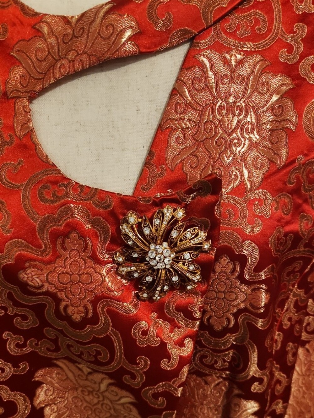 Terramina Red and Gold Brocade Skirt Set - Picture 2 of 4
